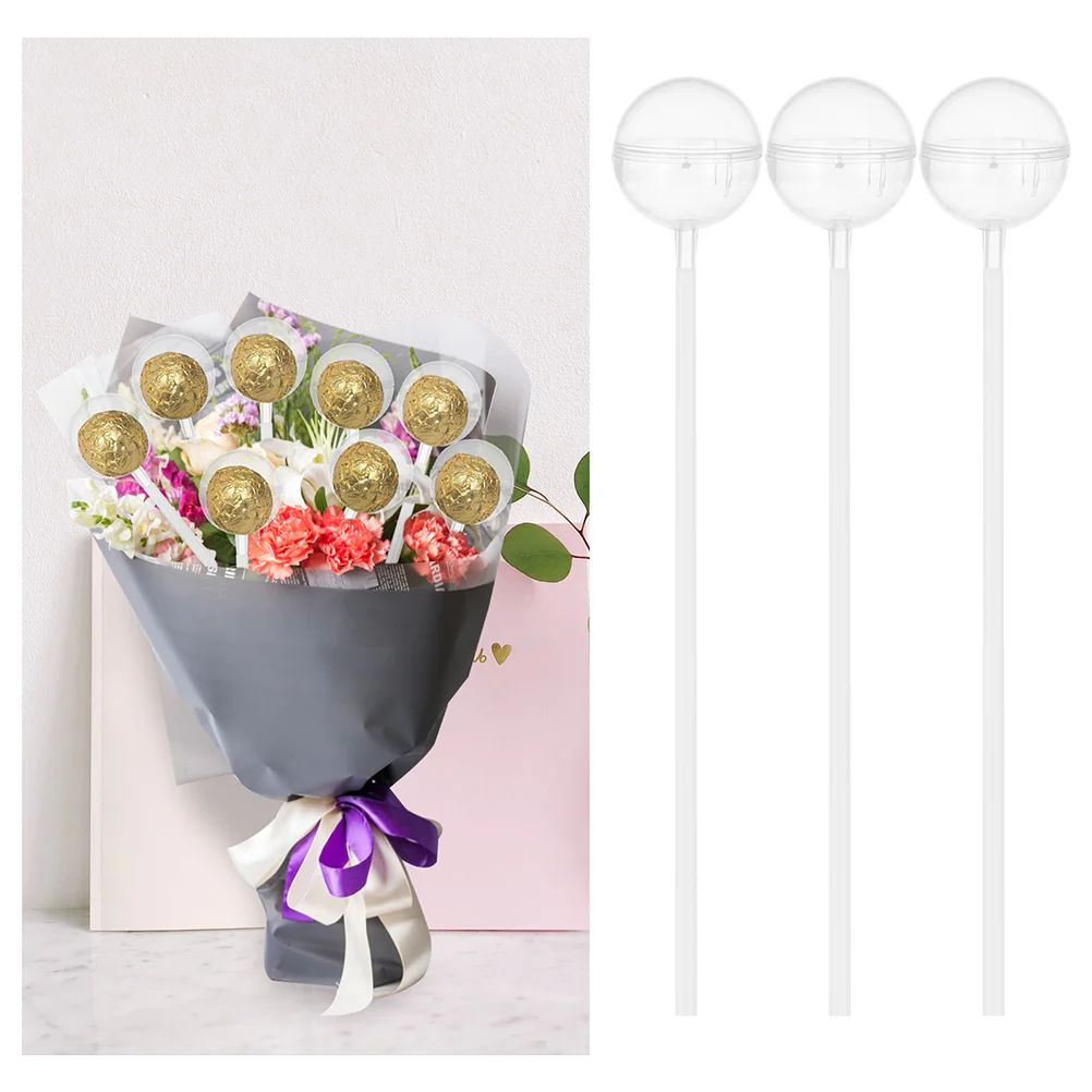 

50pcs Clear Chocolate Bouquet Holder Party Clear Chocolate Fixed Round Holder
