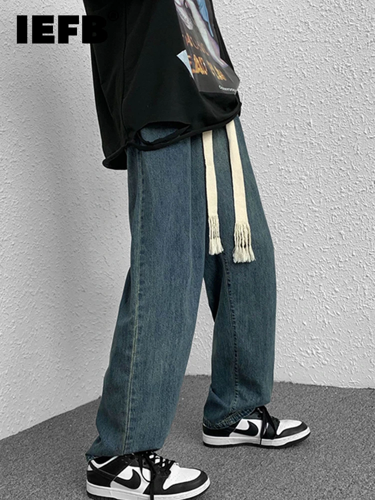

Джинсы IEFB прямые в стиле Харадзюку, нишевые дизайнерские простые свободные модные брюки, винтажные Весенние длинные штаны, 9A1136