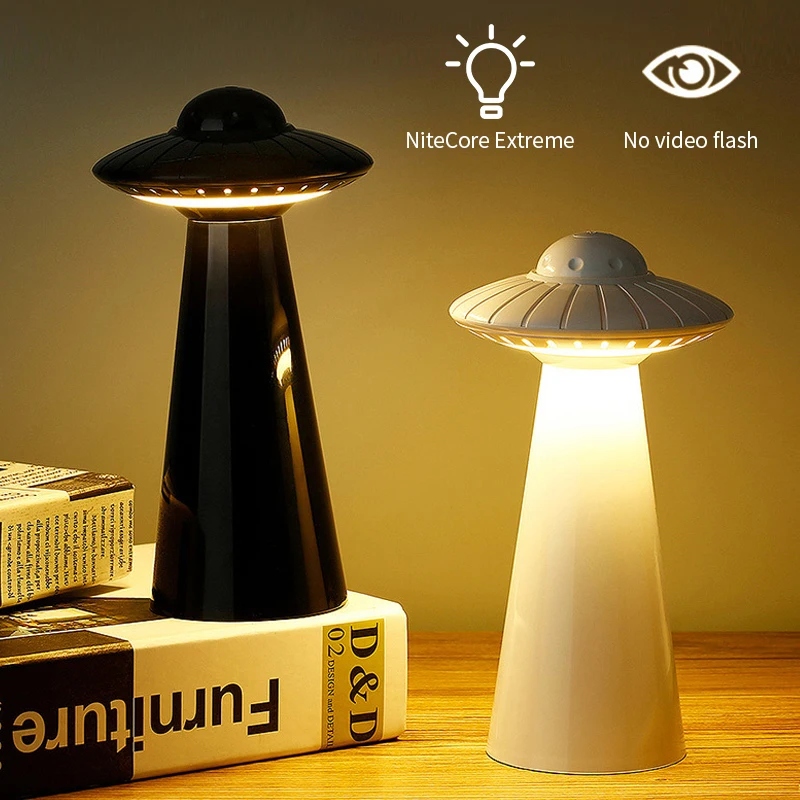 

UFO Design USB Rechargeable LED Desk Lamp Dimmable Flicker-Free Reading Table Light Bedroom Night Light Bedside Study Room Decor