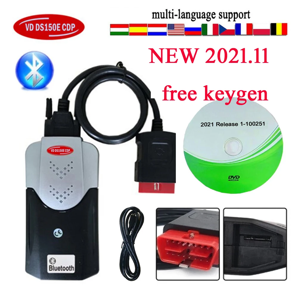 2023 новый VCI OBD2 сканер 2021 11 генератор ключей Vd Ds150e Cdp VD TCS CDP Bluetooth для Tnesf delicht Orpdc