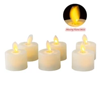 6pcs led flameless tealight candles flickering white light moving flame wick pillar candle for fireplace candelabra desk decor