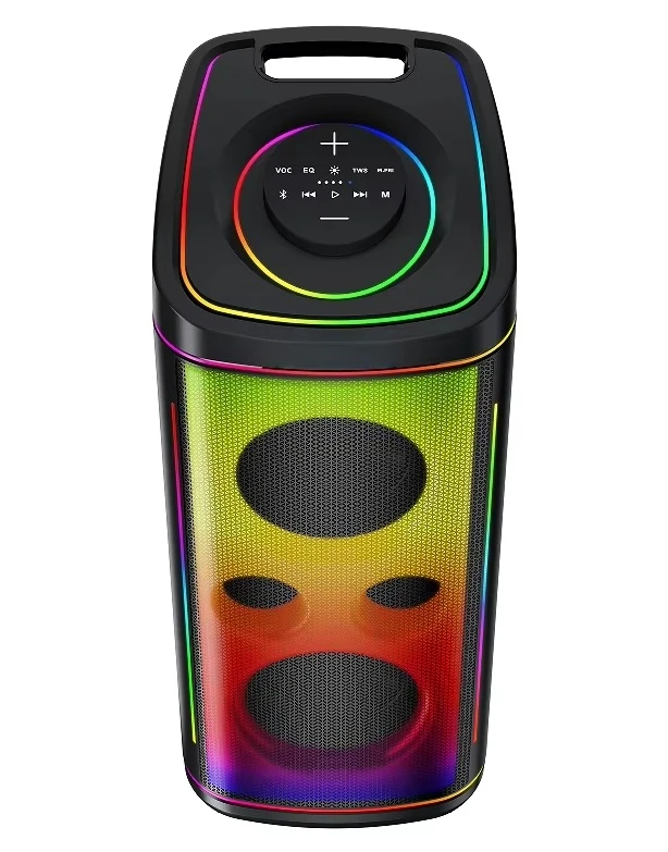 Фото Караоке-бумбокс 500 Вт с RGB-подсветкой от производителя, красочная деревянная колонка для домашнего использования №4