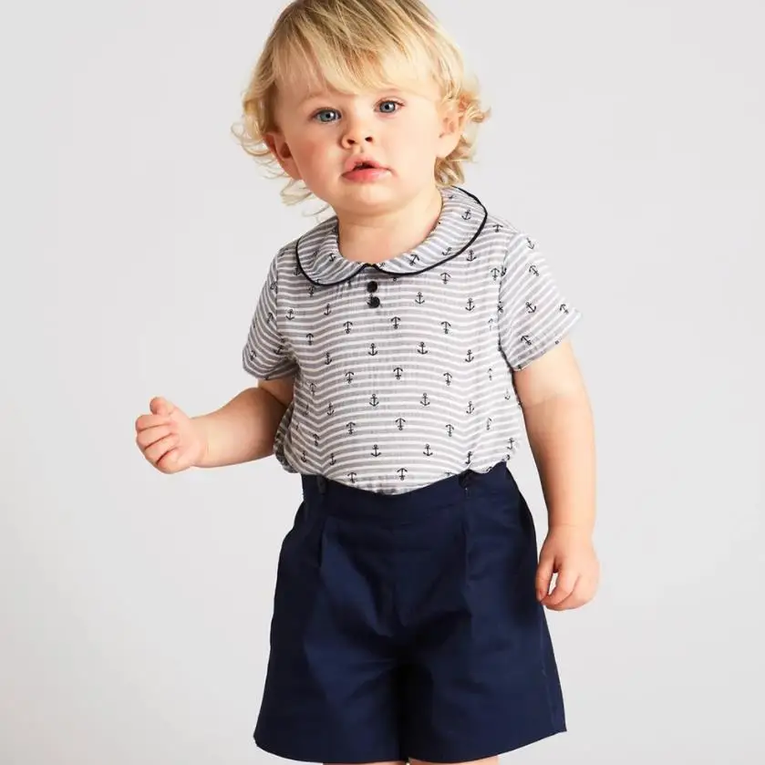 

Baby Boy Clothing Children Sets Boutique Cotton Short Sleeve Shirt+Shorts Suits Spanish Birthday Party Sets For Easter Eid L1608