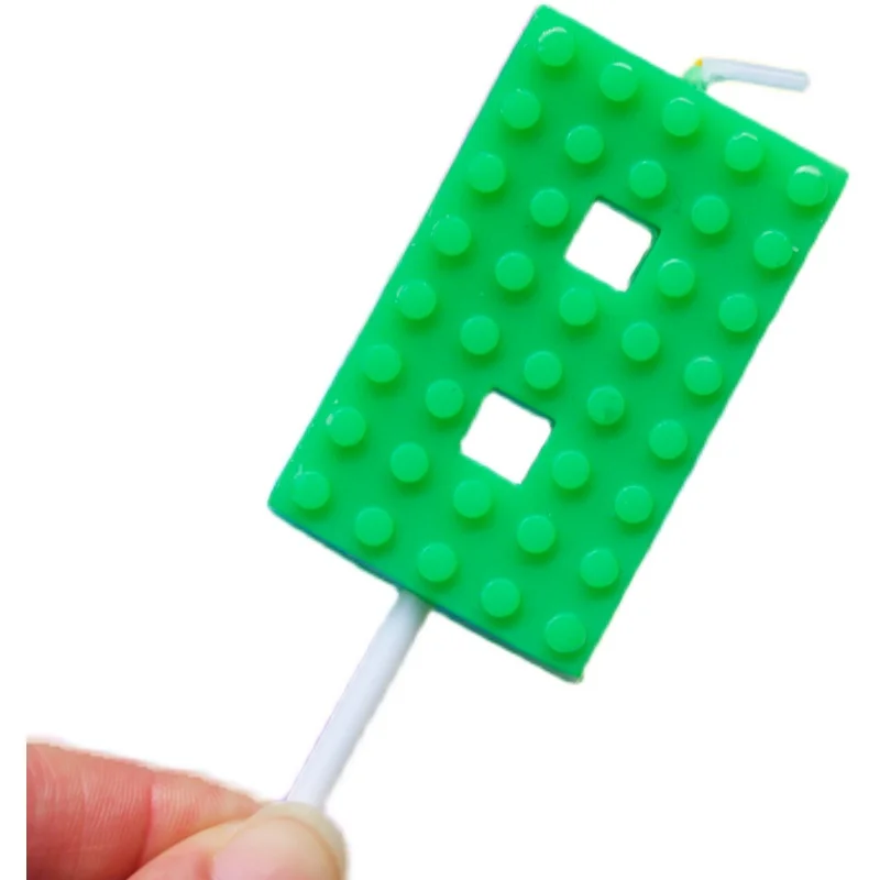 Цветные контрастные Блоки Lego цифровая свеча ретро-торт Топпер фотоштепсельный