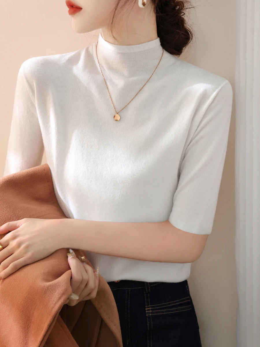 Топ с флисовой подкладкой на раннюю весну и осень Вязаный топ рукавом воротником