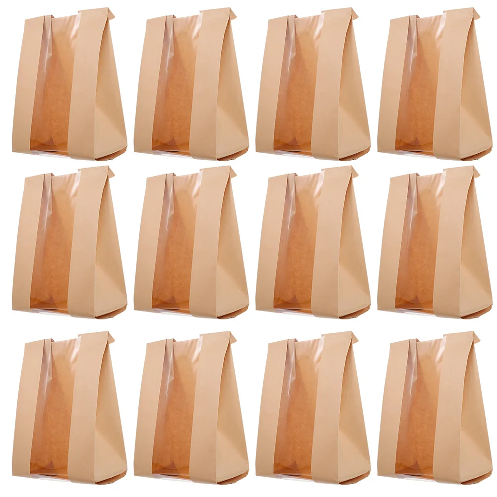 

100pcs Bread Bags Toast Pouches Cookie Bags Bakery Bags Baking Paper Bags with Clear Window