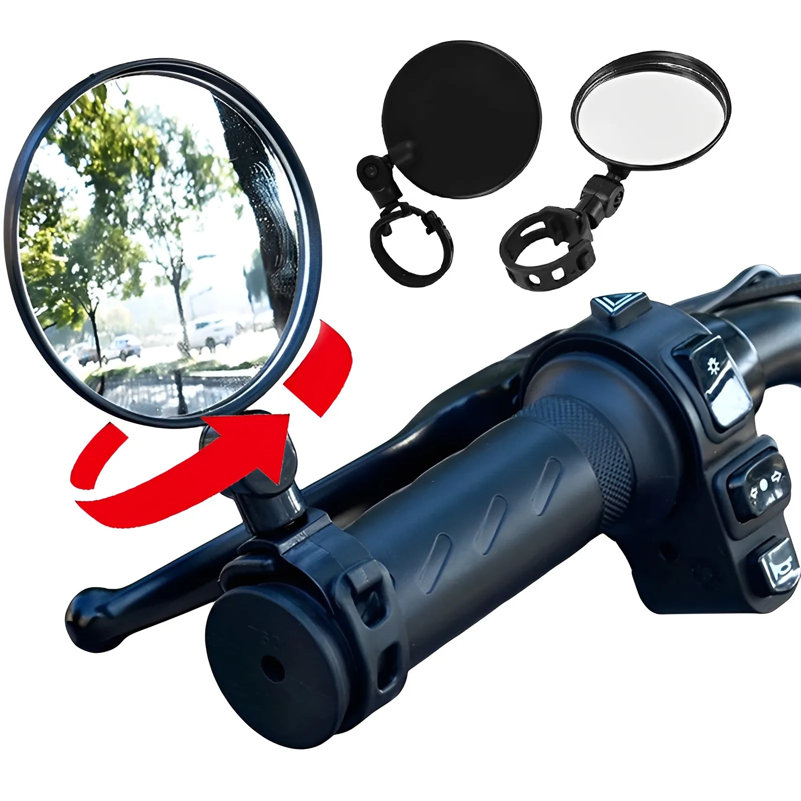 

360° Bicycle Rear View Mirror Adjustable Handlebar Mirror Rotate Rear View Clear Wide Sight Rearview Mirror Cycling Accessories