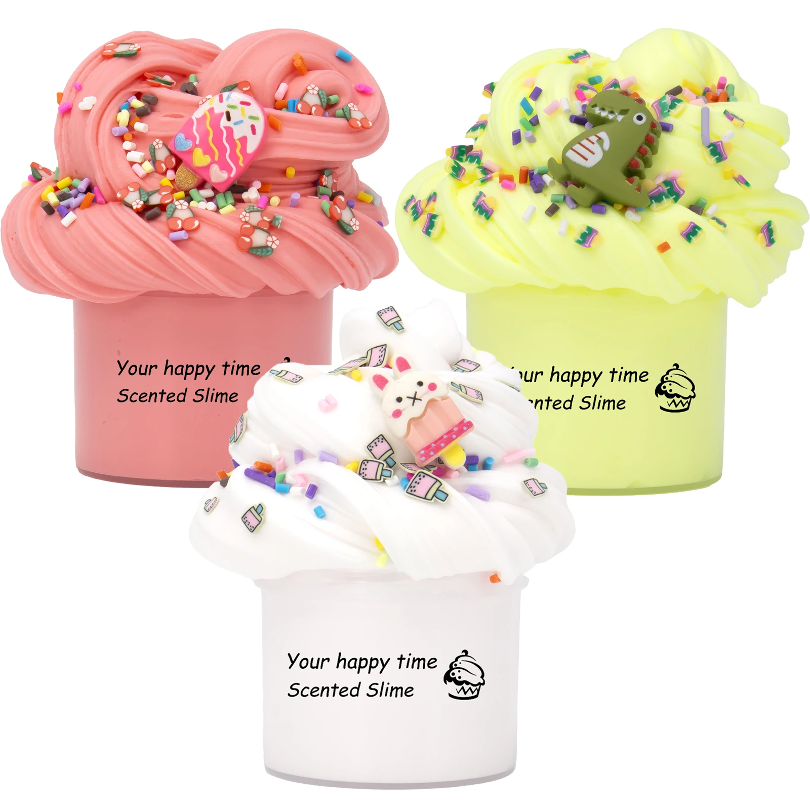 Набор пушистых слизи с маслом 1 76 унции аксессуарами для мороженого и динозаврами