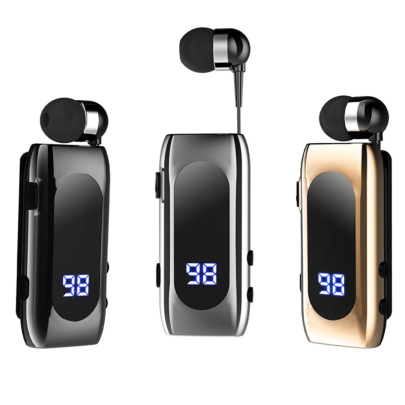 

K55 Bluetooth-compatible Headset Lavalier Retractable Cable V5.2 In-ear Sports Call Remind Vibration Driver Auriculares Earphone