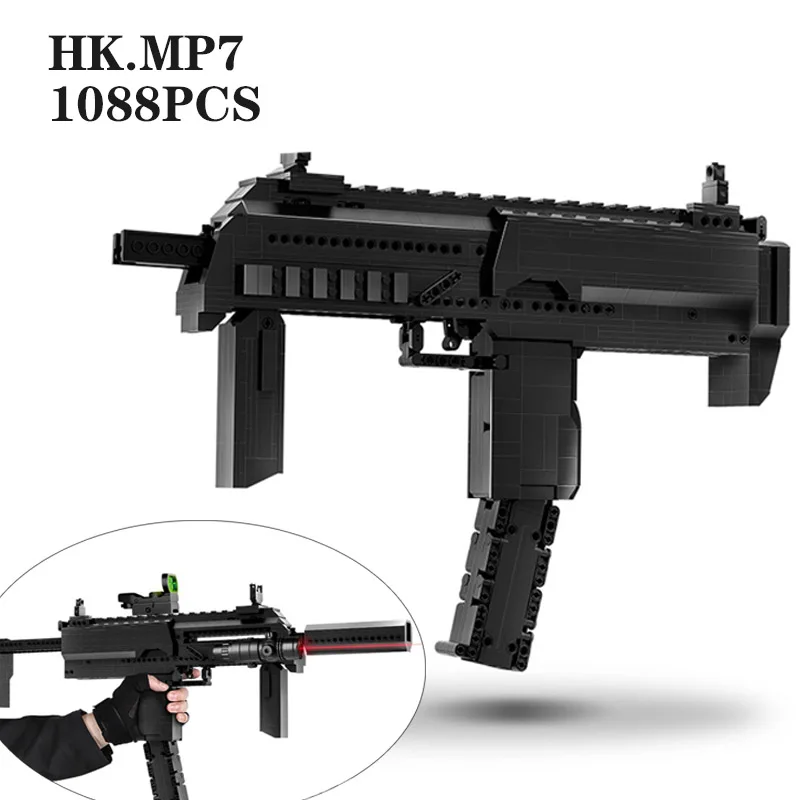 

High Reduction MP7 Building Blocks Gun Model Technical Guns Simulation Toy Bricks Toy PUBG Military SWAT Weapon Toys Boys Gfts