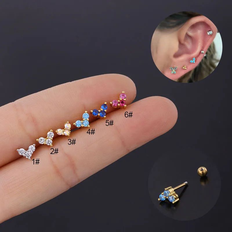 Серьги JIOROMY для пирсинга украшения прокола ушей Хрящевые кристаллы золотистого