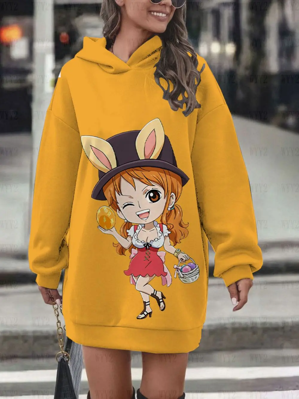 Women's Essential Hoodie Anime One Piece Nami Print Promotional Girls Long Sleeve Autumn and Winter Sweatshirt