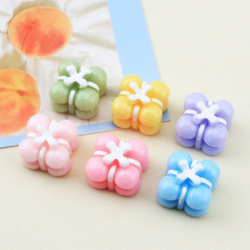 

Kawaii Gift Box Resin Cabochons Scrapbooking For Hair Bow Center DIY Craft Phone Decor Kids Doll house Accessories
