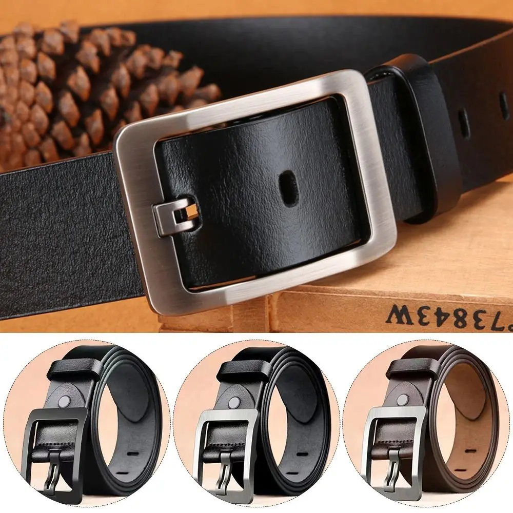Мужской кожаный ремень в стиле ретро черный деловой Повседневный винтажный с