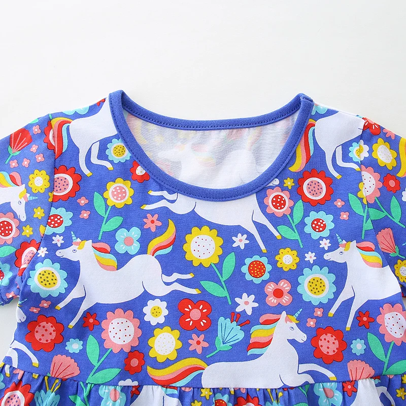 Летнее платье с коротким рукавом для девочек трикотажное хлопковое модное