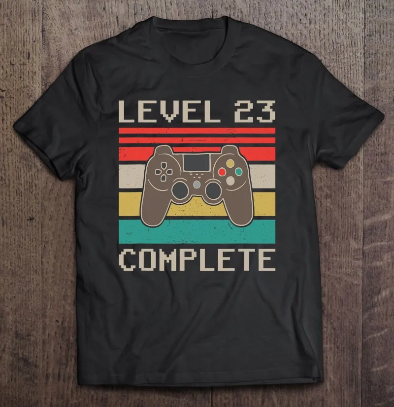 

Винтажная Подарочная футболка Level 23Rd с надписью на годовщину 23 года, футболка большого размера, спортивная черная блузка, футболки стандарт...