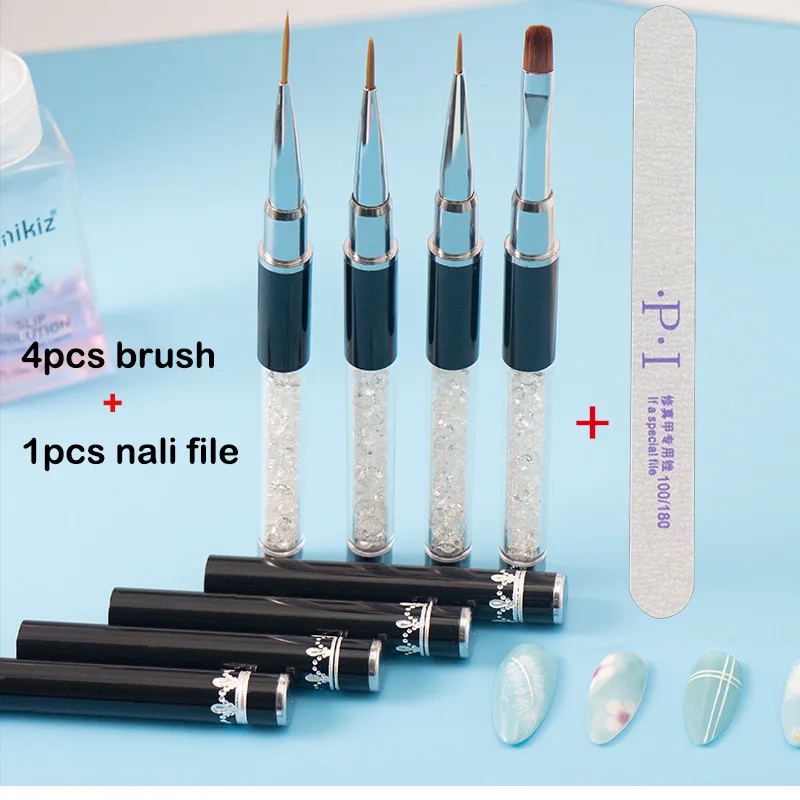 

Universal Nail Art Brush Set Crystal Acrylic Nail Art Brushes UV Gel Painting Line Brush Nylon Hair Pen Manicure Tools Nail Pen