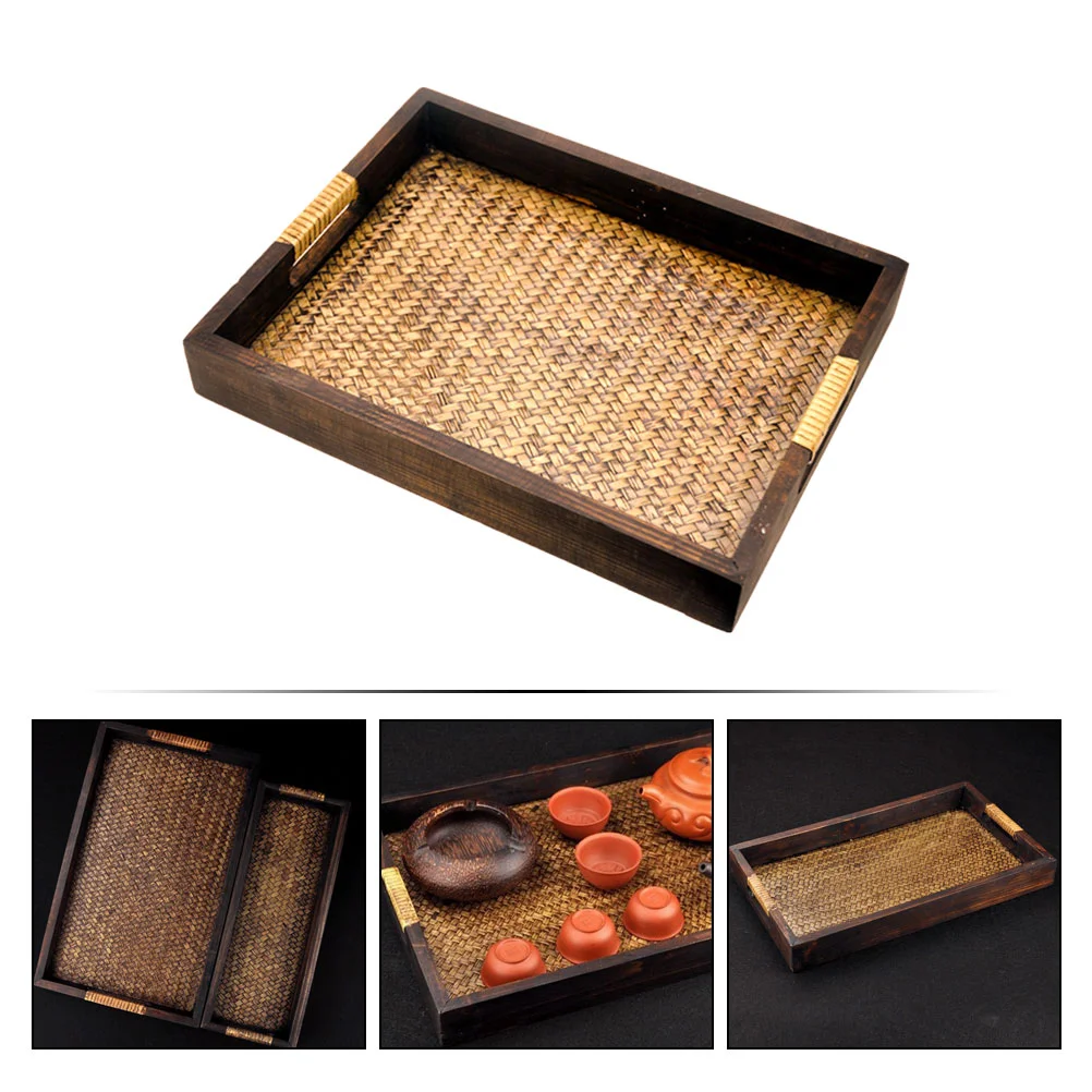 Деревянный поддон плетеный поднос журнальный столик чай Gongfu морская трава декор