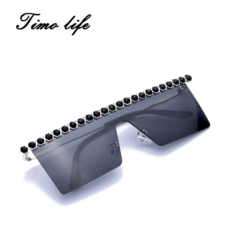 

Colorful Stainless Steel Diamond-encrusted Sunglasses Women Stylish PROM Party Glasses With Big Metal Frames