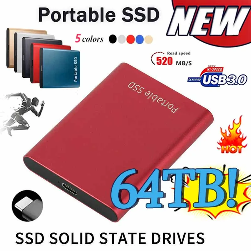 

Новый портативный SSD 1 ТБ портативный HD внешний usb 3.1 4 ТБ 8 ТБ Внешние жесткие диски Type-C 16 Тб жесткий диск для ноутбука SSD ноутбука