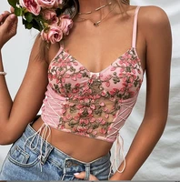 sexy bralette womens niche exquisite embroidery flower lace thin lingerie romantic embroidery brassiere strap tube top bra