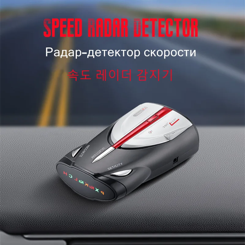 

12V Speed Radar Detector 360 Degree 16 Band LED Display Police Speed English Russian Voice Alert Anti Alarm Radar Car Electronic