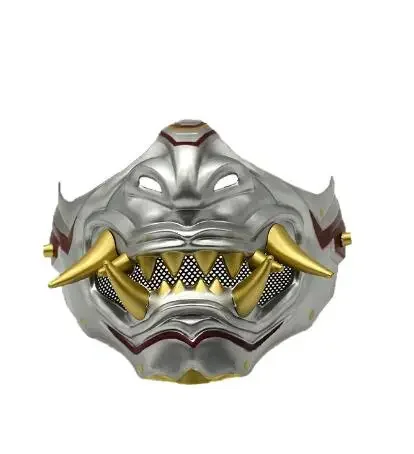 Японская маска на половину лица для вечеринки злого дьявола Хэллоуин игрушка