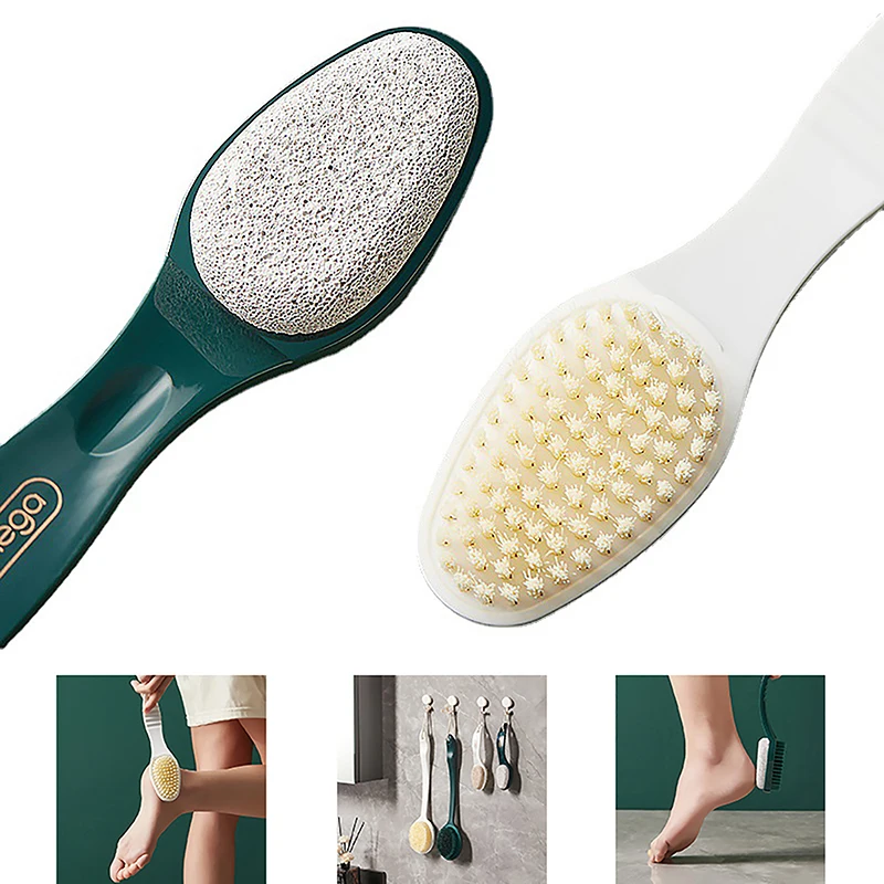 

2 In 1 Pumice Stone Foot Brush Scrubber With Handle Feet Exfoliating Dead Skin Remover Massage Brush Pedicure Tool Unisex