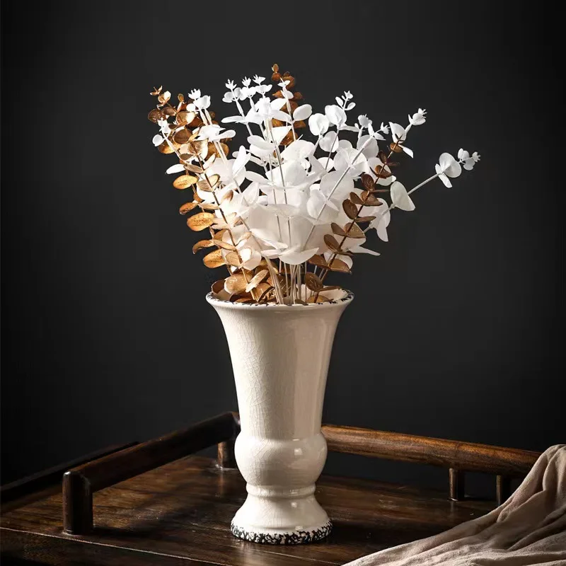 Американская винтажная керамическая ваза с трещинами цветок украшения для входа