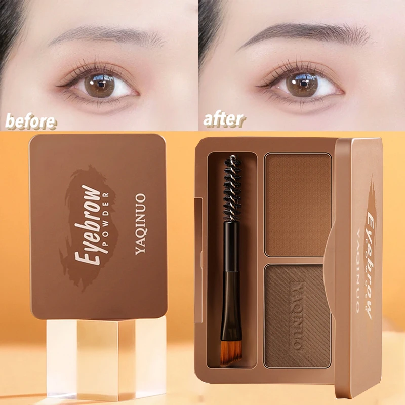 

Professional Eyebrow Powder Palette Double Color Waterproof Sweatproof with Cosmetic Brush Shade Eyebrow Enhancer Makeup Tools