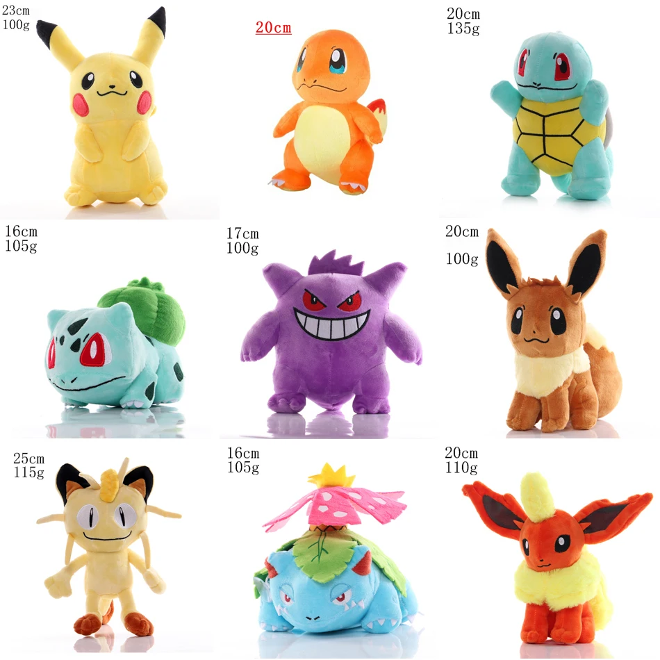 

Anime Pokemon Plush Toy Kawaii Pikachu Charmander Squirtle Bulbasaur Eevee Stuffed Wholesale Claw Machine Doll Gift For Kids