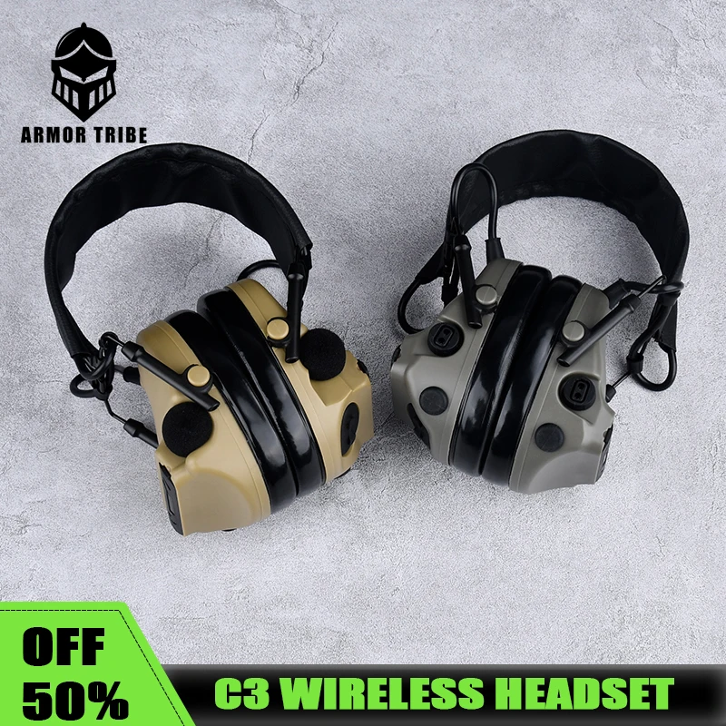 Тактическая беспроводная гарнитура WADSN C3 активный звукосниматель с