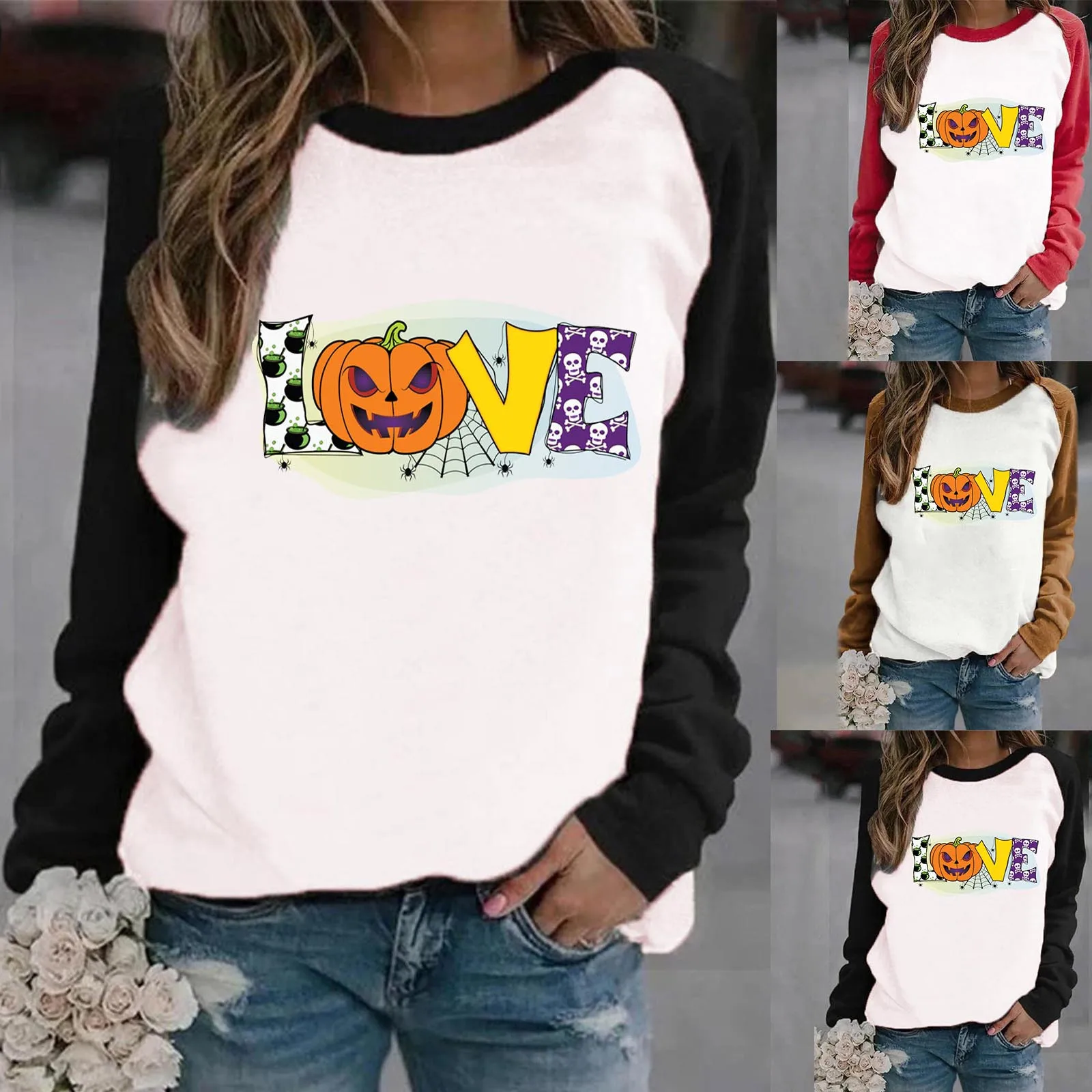 

Женская Повседневная Толстовка с длинным рукавом и круглым вырезом