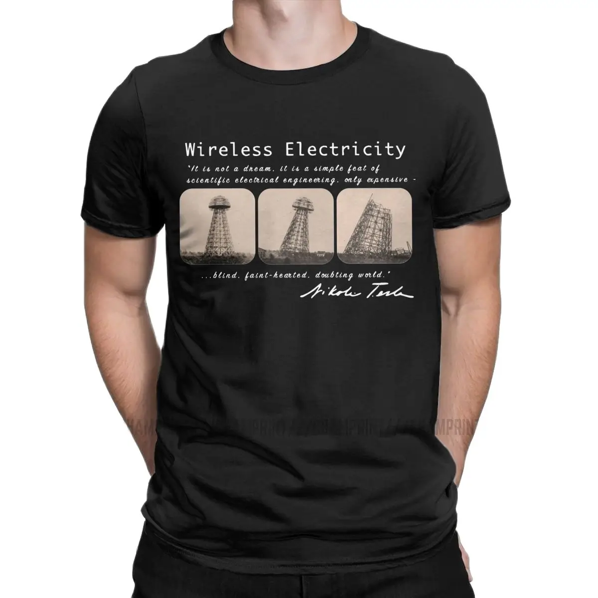 

Novelty Nikola Tesla Wireless Electricity T-Shirts Men T Shirt for men Science Physicist Energy Inventor Geek Nerd Tee Shirt