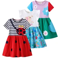 girls dress princess short sleeved knitted children dress cotton patchwork flower toddler kids dresses for girl clothing 2 7year