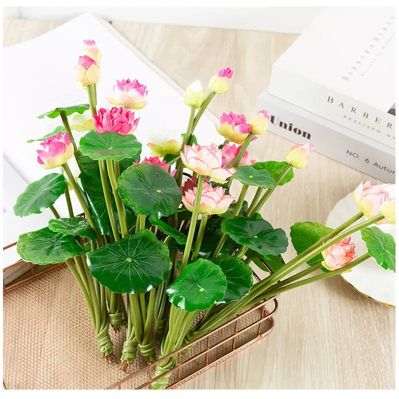 

7 Forks Lotus Silk Artificial Flowers Plant For Courtyard Decoration Fake Plant Decor Room Decoration Accessories Home Decor