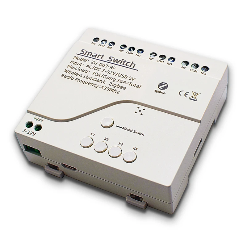 

4CH Zigbee Smart Light Switch Module DC 5/12/32V RF433 Receive 10A Relays Work With Alexa Assistant,Tuya Smart Life
