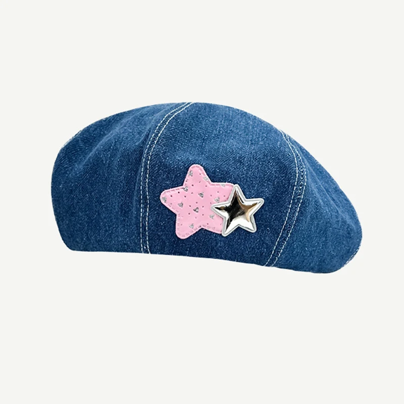 

Cap Women Beret Hat Spring Denim Stars Durable Autumn Painter Accessory For Outdoors