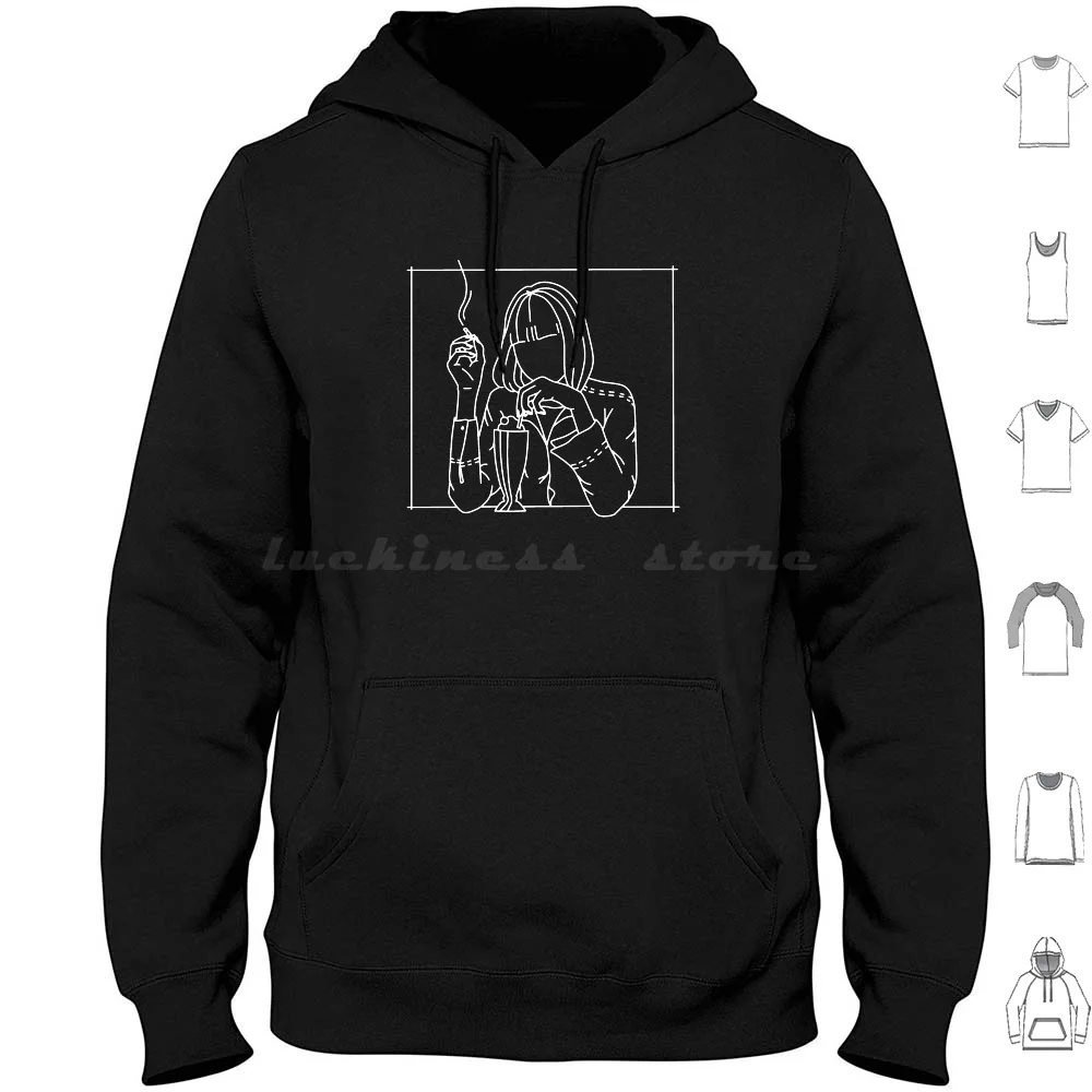 

Pulp Fiction Mia Wallace Line Aesthetic Illustration Hoodies Long Sleeve Pulp Fiction Quentin Tarantino Mia Wallace Pulp