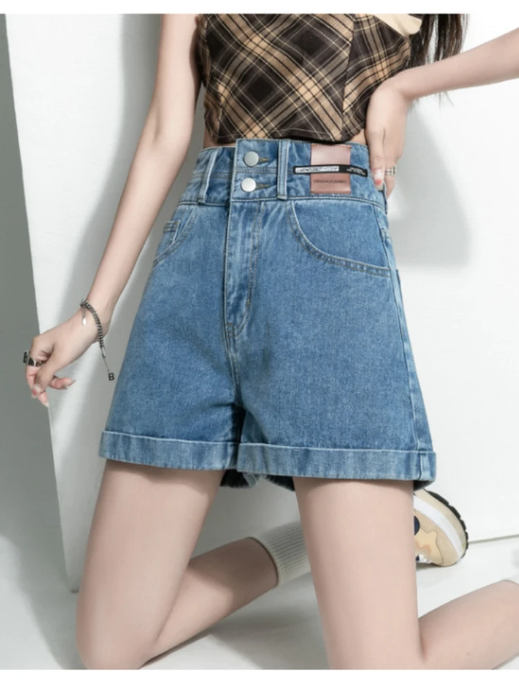 Women Clothing Fashionable High Waisted Denim Shorts Summer 2023 New High Street Trendy Loose Fitting and Slimming Hot Pants