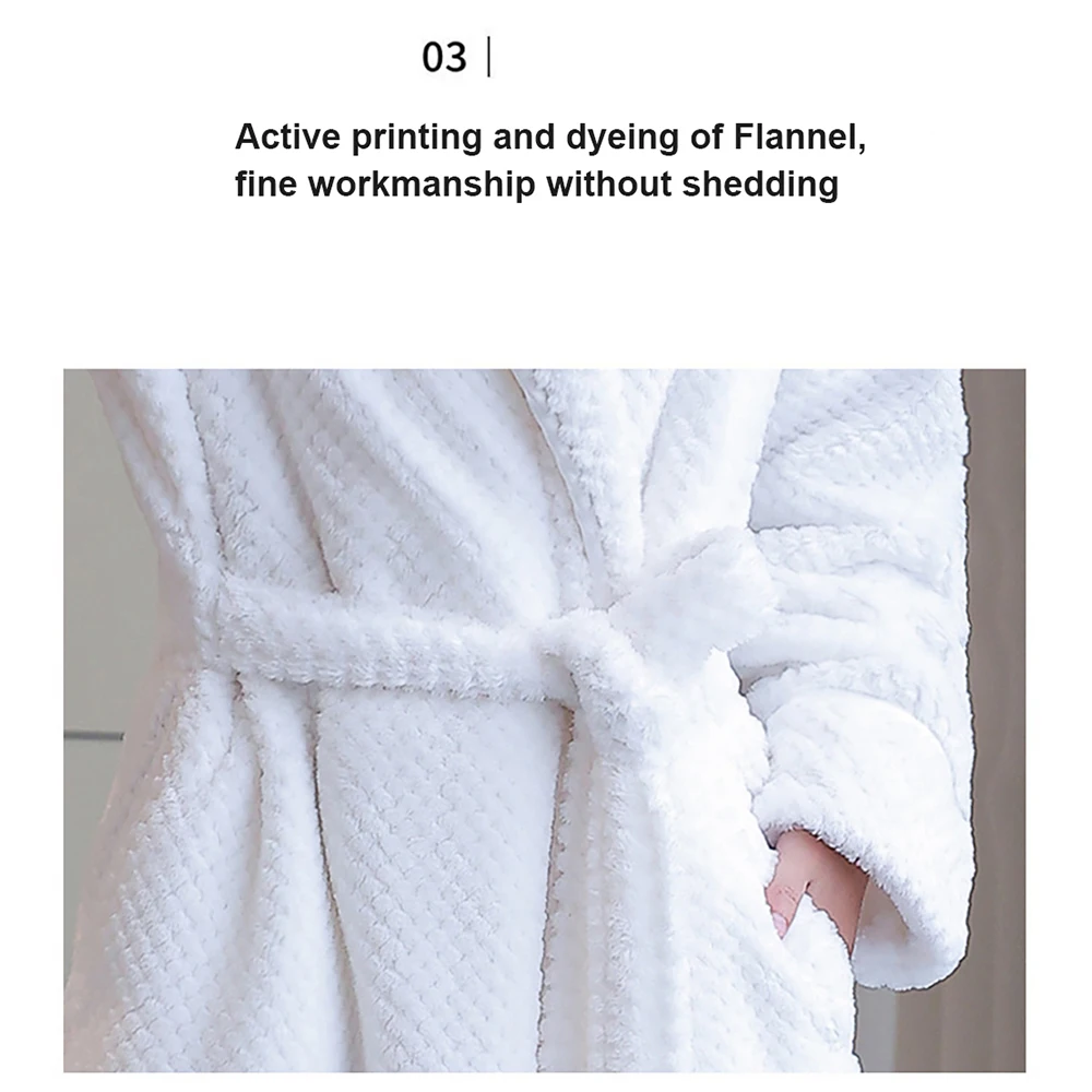 Autumn Winter Warm Thicken Flannel Robes for Women Sexy V Neck Knitted Bathrobe Men Couple Casual Comfortable Robe Sleepwear 3XL
