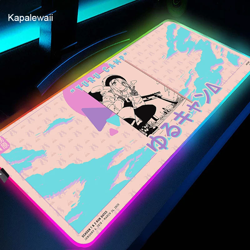 

Japan Anime Yuru Camp Gaming Mouse Pad RGB Cute Girl Mouse Pad XXL Laptop Office PC Gaming Accessories LED Gaming Mouse Pad Mat