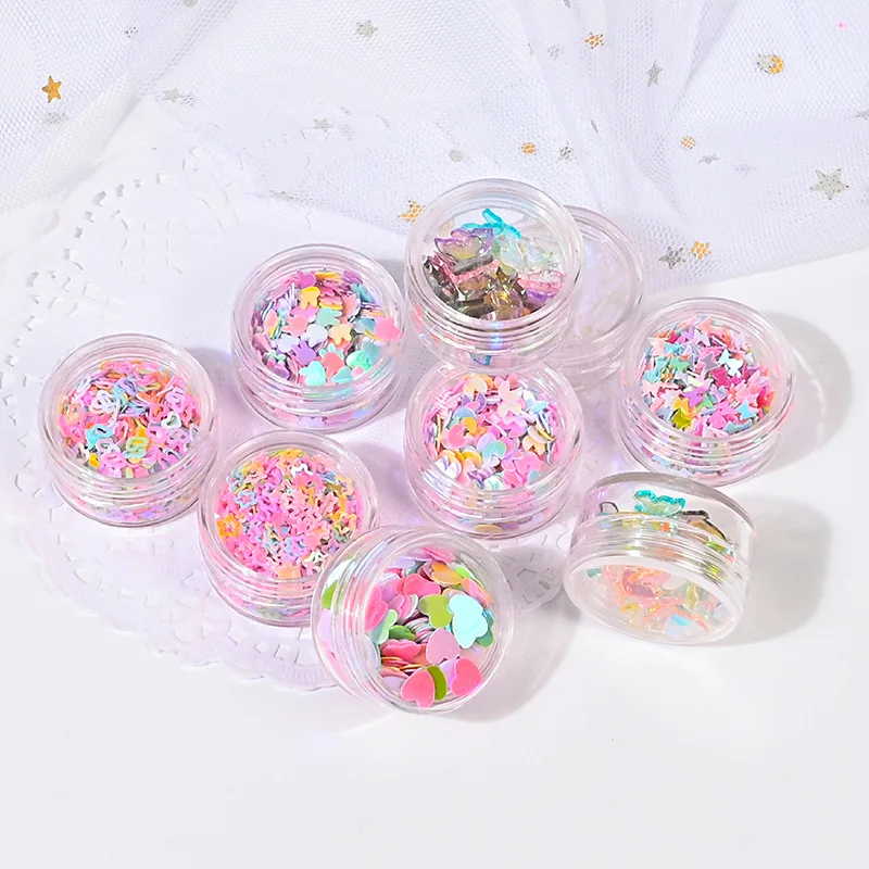 

1Box Mixed Colors Love Butterfly Sequin Nail Art Decoration 3D Resin Kawaii Nail Charm Accessories Manicure Design Supplies DIY