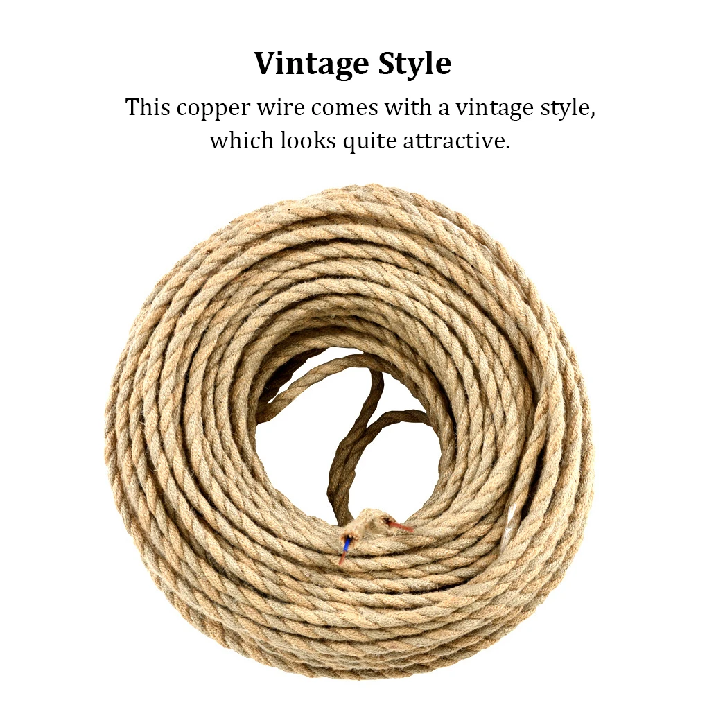 Copper Wire Electric Cable Lighting Rope Compact Size Vintage Style Lamp Fittings DIY Prop Core Home Supplies 2 0 75 10m