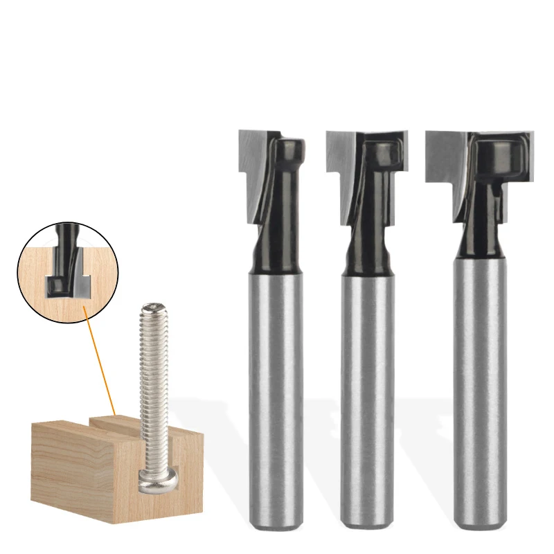 

1/4" 6mm 6.35 Mm 8mm Shank T-Slot Cutter Router Bit Set Hex Bolt Key Hole Bits T Slotting Milling Cutter for Wood Woodworking