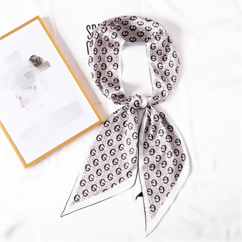 

Summer new letter printed silk scarf sweet trend hairband simulation silk long silk scarf streamer small neck scarf