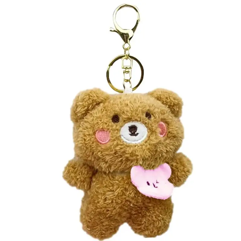 

Bear Keychain Stuffed Bear Key Ring Bears Keychain Animal Key Ring Hanging Ornament Plush Stuffed Animal Car Key Holder For