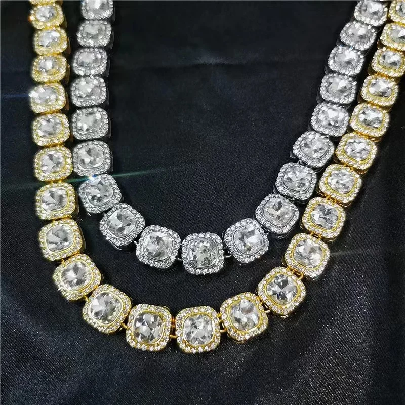 

Men Women Hip Hop Jewelry Set Chain Necklace 12mm Width Square Chain Iced Out Bling Bling HipHop Necklaces Fashion Charm Jewelry