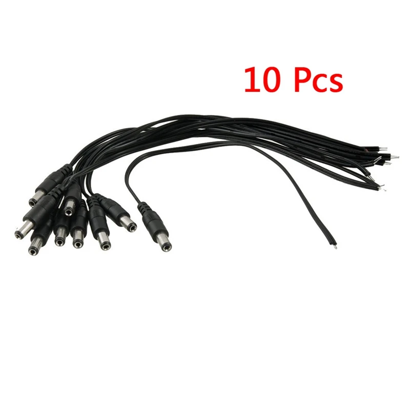 

10Pcs 5.5X2.1Mm Male DC Power Pigtails Plug Lead Cord For CCTV Camera