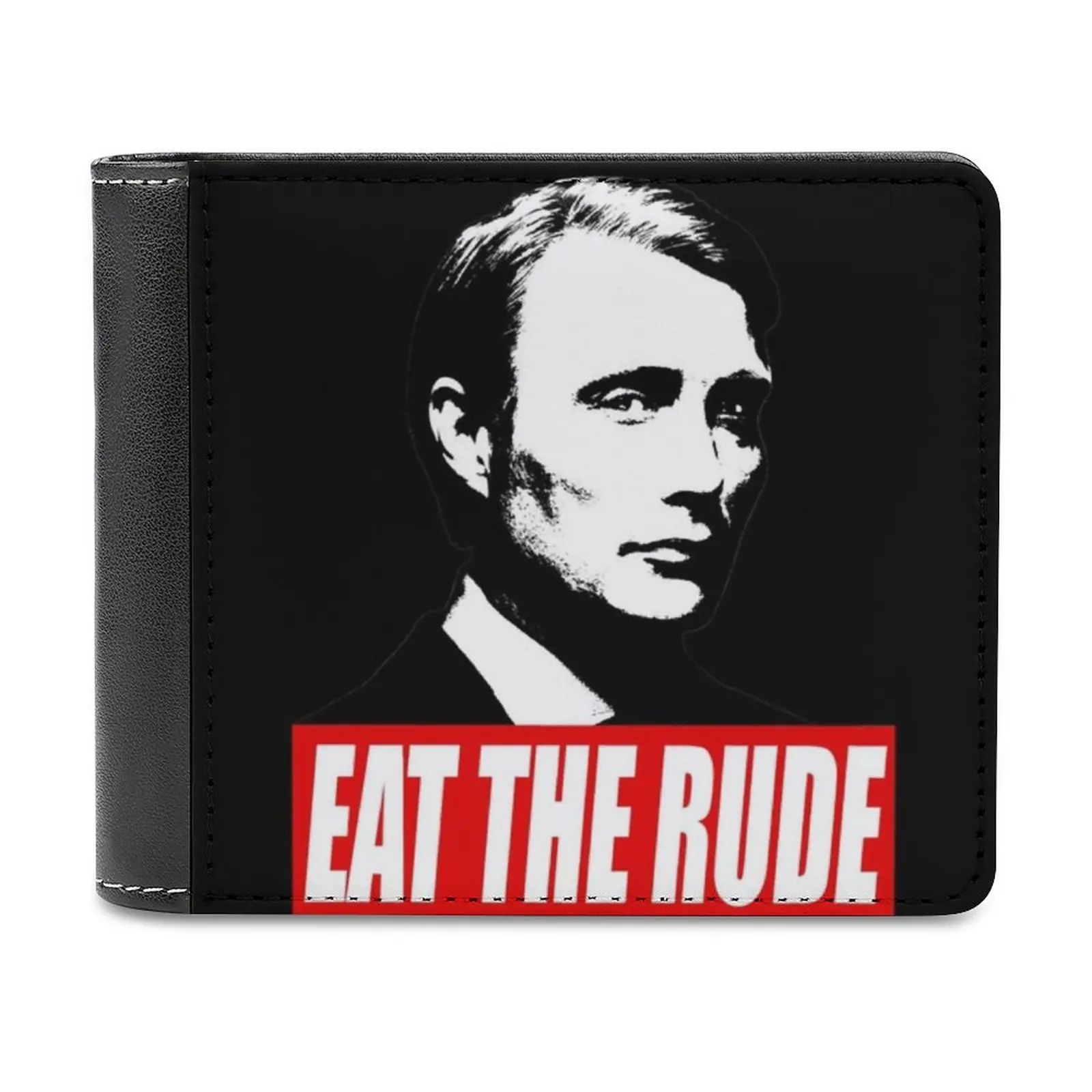 

Eat The Rude-Hannibal Dark Background Leather Wallet Men Slim Purse Card Holder Wallets Money Bag Hannibal Hannibal Lecter Nbc